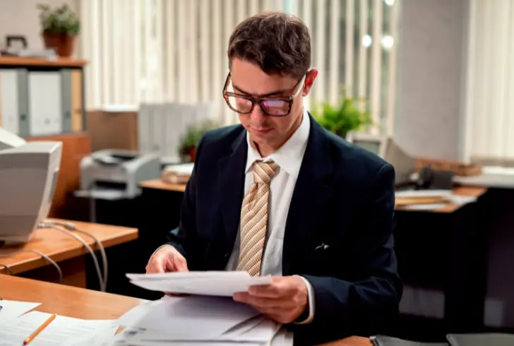 Business owner reviewing official tax notice